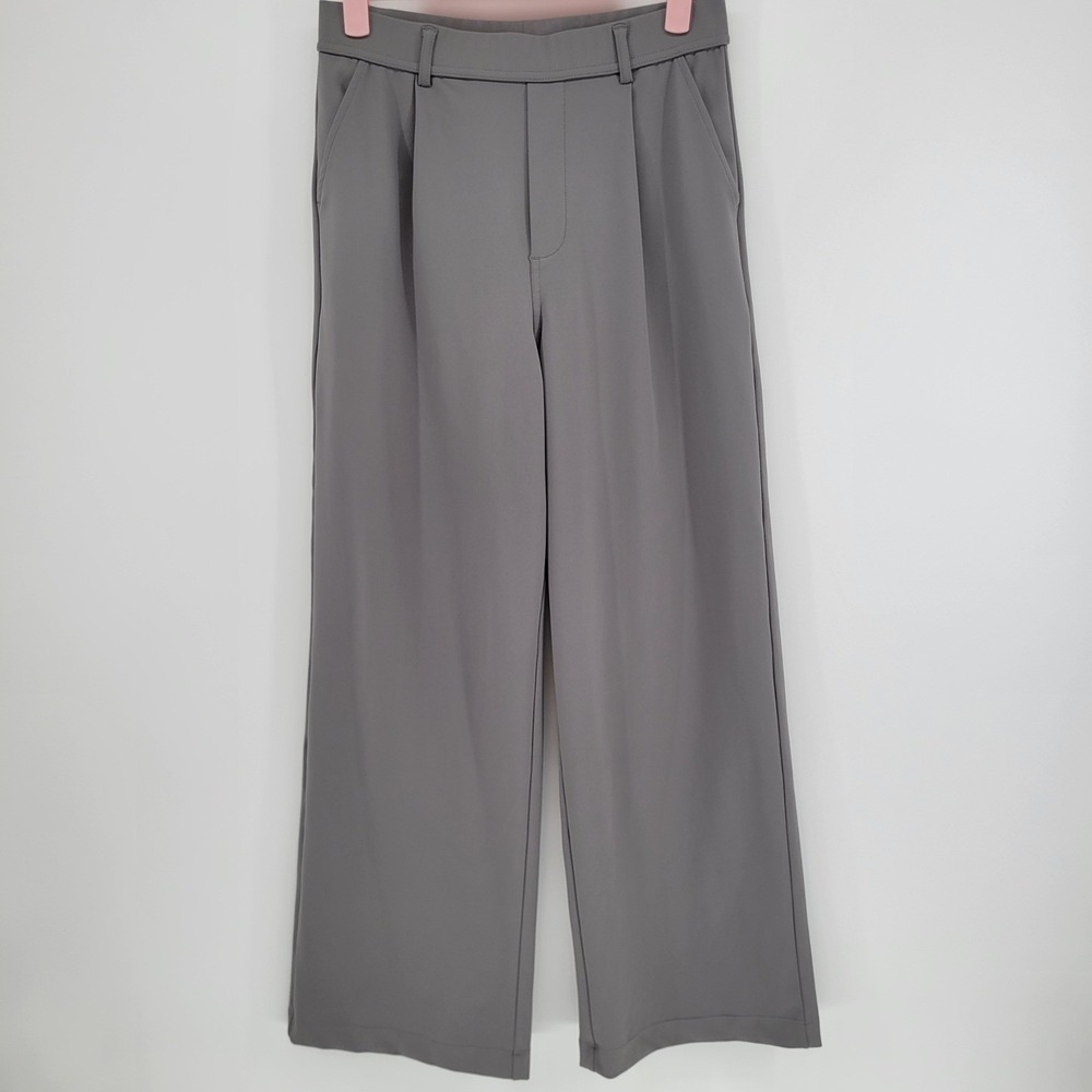 Halara Grey High Waisted Wide Leg Trousers Workwear Ankle Pants Menswear Style